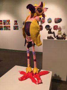 One of Leona's whimsical figures at Alberta Craft Council