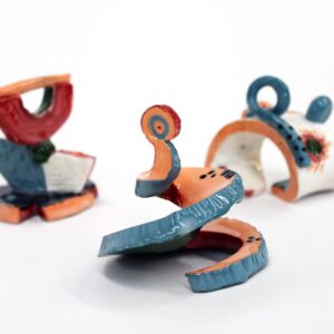 Three small abstract sculptures by Holly Sabourin