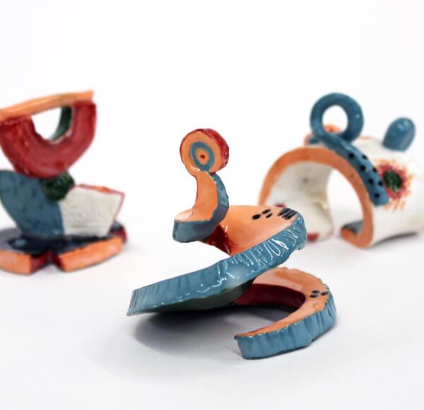 Three small abstract sculptures by Holly Sabourin