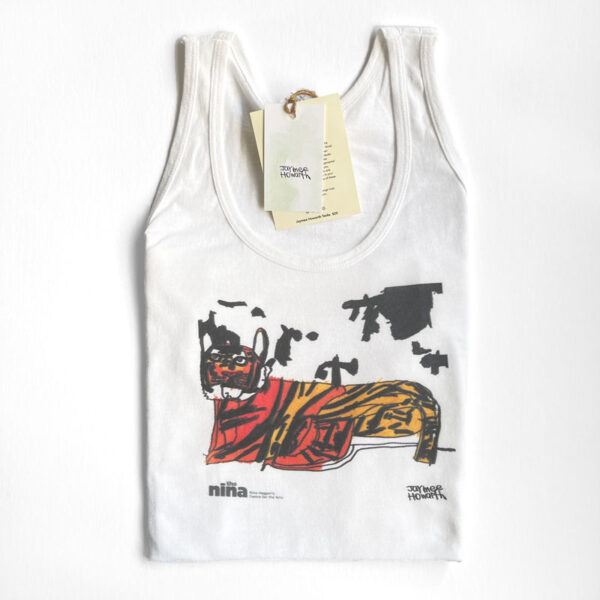 White tank top with a tiger drawing by Jaymee Howarth