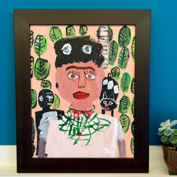 Framed painting of Frida Kahlo by Mark Trafficante