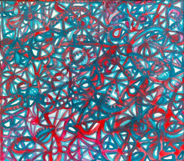 Blue & Red Painting by Uli Rossier - Image 2