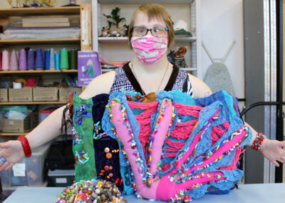 Kelsey Hawkins and her mixed media coral reef sculpture