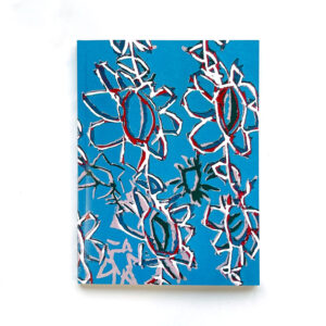 Notebook with blue floral linocut on the cover