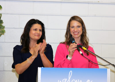 Maria and Rona speaking at the Patrons Lunch