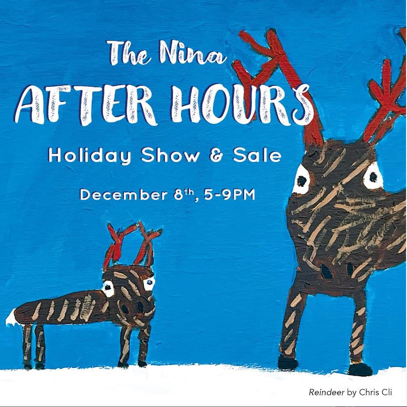 Nina After Hours 2023 Painting of two reindeer by Chris Cli