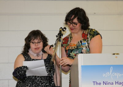 Alana reading her speech with Hilary