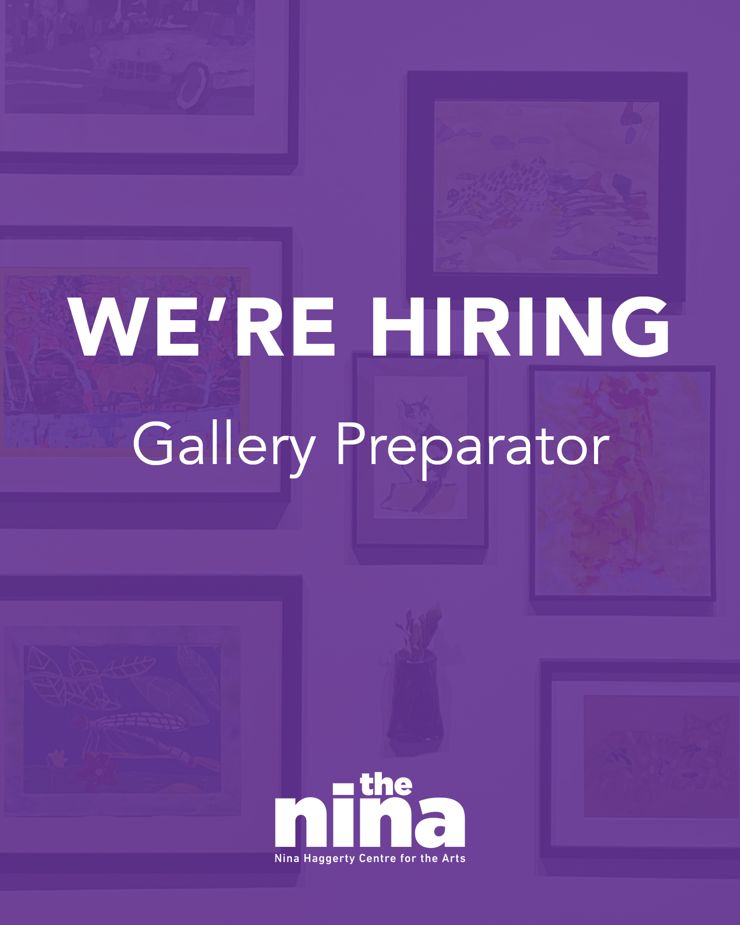 Text says we're hiring gallery preparator